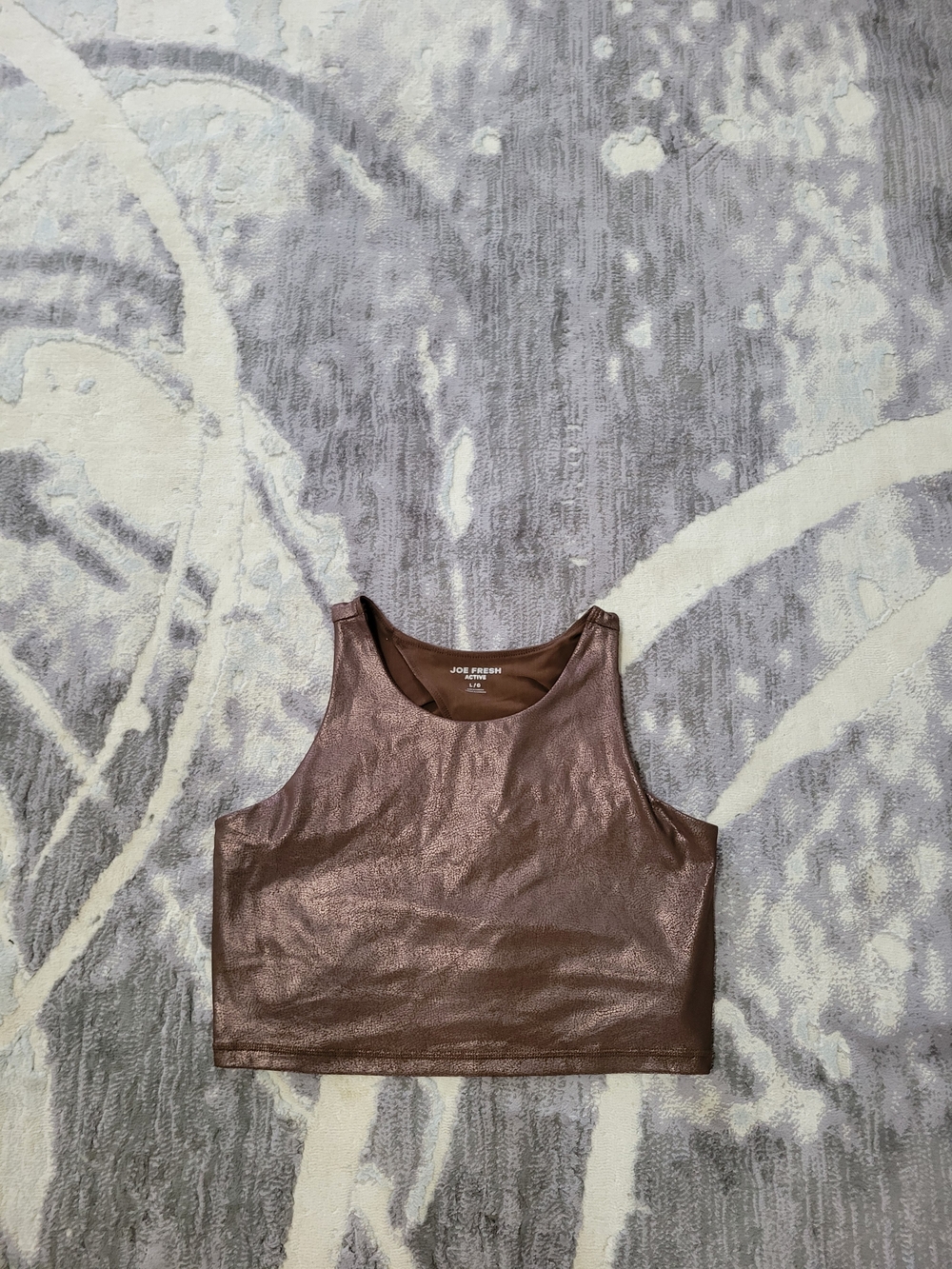 Joe Fresh Metallic Copper Crop Tank Top With Bra Attached Size L